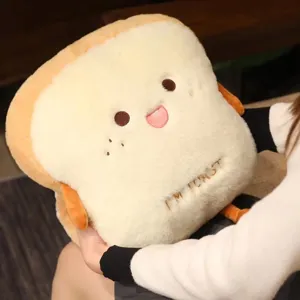 Cute Toast Bread Plush Hand Warmer Pillow Soft Rabbit Plush Stuffed Animal Cushion Cute Expression Office Nap Pillow Gift