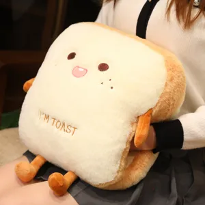 Cute toast plush hand warmer pillow soft cushion cute cartoon office nap pillow gift for kids
