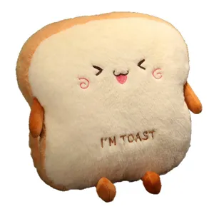 Cute toast plush hand warmer pillow cute stuffed bread cushion office nap pillow toy soft