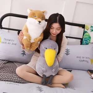 Adorable peluche renard tibétain et bec-en-sabot, poupée en peluche douce, décoration de maison.
