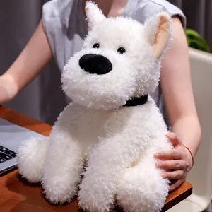 Cute West Highland white terrier plush toy soft fluffy puppy stuffed animal doll gift.