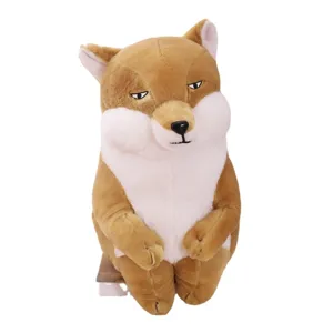 Mignon Renard Tibetain Peluche Animal Drôle Expression Assis Poupée Décoration Douce