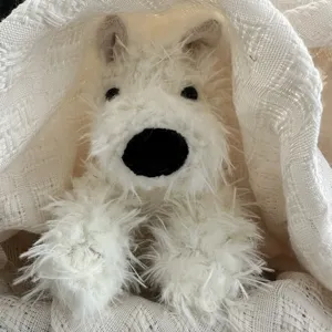 Cute white Westie plush toy soft fluffy puppy stuffed animal healing companion gift for girls