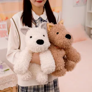 Cute West Highland White Terrier Plush Toy Stuffed Puppy Doll Fluffy Animal Soft Toy Kawaii Healing Gift for Kids Girls