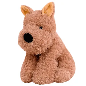 Cute brown puppy plush toy soft fluffy stuffed animal doll sweet healing gift for kids girls