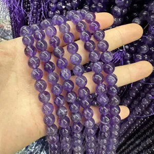 Natural Amethyst Round Loose Beads Purple Dream Gemstone Beads For DIY Jewelry Making Bracelet Necklace Findings Craft Accessories