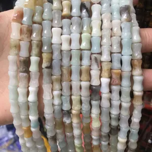 Natural stone bamboo joint beads 8x12mm for DIY jewelry making and handmade accessories.