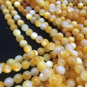 Perle di madreperla naturale gialle perline rotonde sfuse per accessori per gioielli DIY