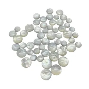 Natural white mother of pearl round flatback cabochons in assorted sizes for DIY