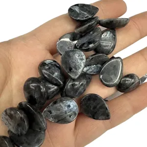 Cabochon En Labradorite Naturelle À Dos Plat Forme Ovale Ronde Goutte Pierre Polie Éclat Noir Pour La Création De Bijoux DIY