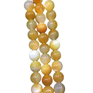 Perline rotonde in madreperla di farfalla gialla naturale per creazione di gioielli fai-da-te