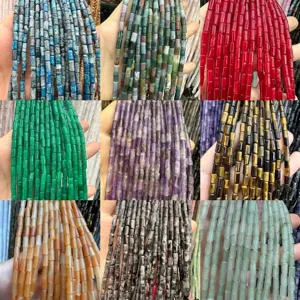 Natural Stone Agate Tube Beads Cylinder Spacer Beads For DIY Jewelry Making Bracelet Necklace Handmade Polished Loose Beads
