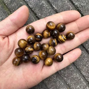 Natural polished round Tiger Eye stone beads for DIY jewelry making and accessory crafts