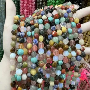 Perles en pierre naturelle mélangées colorées irrégulières pour création bijoux DIY artisanat