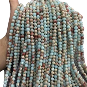 Cuentas redondas de piedra natural Shoushan para la creación de collares y joyas DIY.