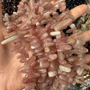 Onregelmatige roze natuurlijke kristalkwartssteen losse kralen voor DIY sieraden maken