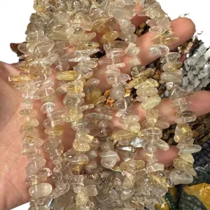 Strengen natuurlijke onregelmatige rutielkwarts chip kralen voor DIY sieraden maken