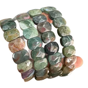 Natural faceted Indian Agate rectangle bead bracelets, 10x14mm size for jewelry