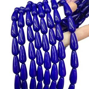 Cuentas de cristal azul de 10*20mm en forma de gota para joyas y accesorios de pelo