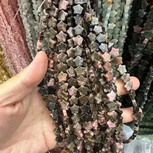Macro view of 8mm star-shaped natural stone beads for DIY jewelry making