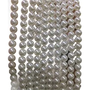 Rangs de perles de nacre blanches rondes pour la création de bijoux et colliers faits main