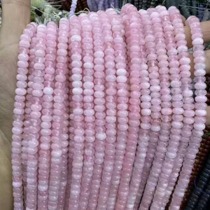 Close-up of pink quartz abacus beads for DIY jewelry making