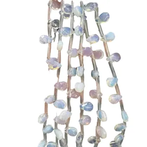 Tiras de cuentas de piedra natural azul claro en forma de gota para bisutería DIY.