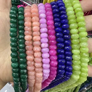 High-quality multi-colored faceted natural stone rondelle beads 5x8mm for DIY jewelry making