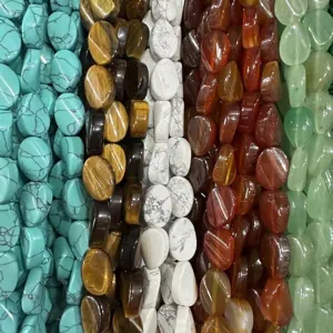 Perle in pietra naturale assortite forma ovale Occhio di tigre Avventurina Agata per gioielli