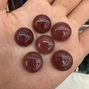 Natural strawberry quartz round cabochon stones for DIY jewelry making