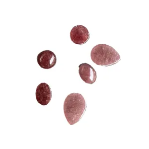 Natural strawberry quartz cabochons in round oval and teardrop shapes for jewelry DIY projects