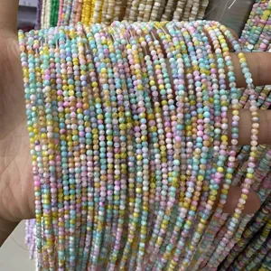 Handheld strands of 2mm small colorful round shell beads for DIY jewelry making loose beads
