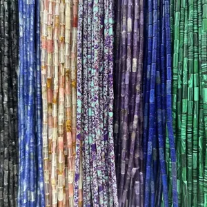 4x13mm natural gemstone tube beads for DIY bracelet jewelry making in various colors