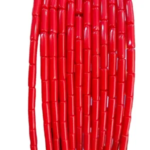 4*13mm red cylindrical imperial stone tube beads for DIY jewelry making