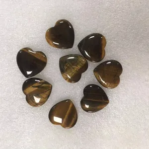 Pierres naturelles en œil de tigre en forme de cœur, cœurs polis de 20 mm en vrac