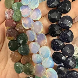 Natural Stone Faceted Beads Heart Waterdrop Agate Tiger Eye Loose Beads For DIY Jewelry Making Bracelet Necklace Accessories