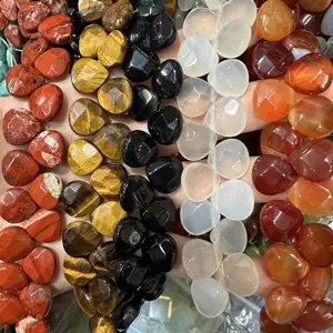Assorted faceted natural stone teardrop beads for DIY jewelry and bracelet making