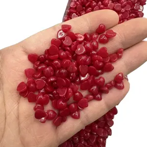 Perle cabochon in pietra naturale a forma di cuore rosso per orecchini fai da te