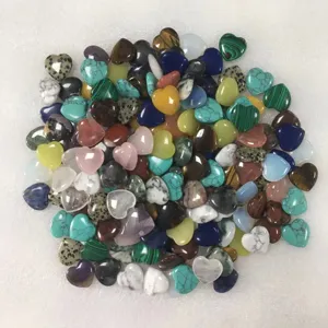 Assortiment de pierres naturelles de 20 mm en forme de cœur, quartz rose et œil de tigre