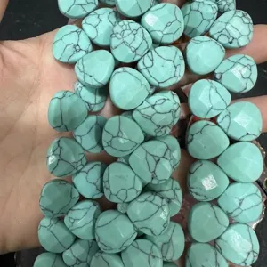 High-quality faceted turquoise heart-shaped stone beads for DIY jewelry making projects