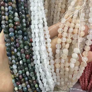 Perles en Vrac en Pierre Naturelle Disque de Monnaie Facetté Perles Intercalaires Texturées Minimaliste de Prémisse pour Fabrication de Bijoux Bracelets Colliers Bricolage Accessoires Artisanal