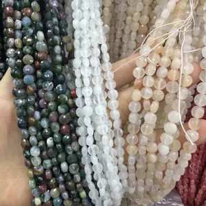 Perles en pierre naturelle facettées 6mm pour fabrication de bijoux DIY et artisanat en gros