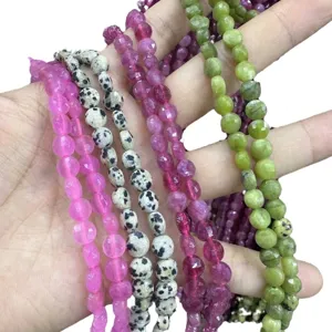Variété de perles en pierre naturelle rondes à facettes de 6 mm pour la création de bijoux DIY