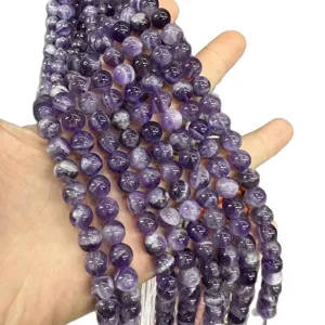 High-quality natural amethyst round beads strands for DIY jewelry making and necklaces