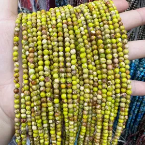 Natural green-yellow emperor stone round beads for DIY jewelry making