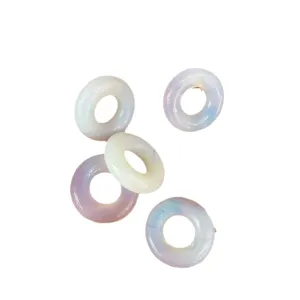 Natural agate stone donut loose beads for DIY jewelry making pendants and accessories