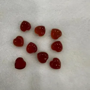 Cabochons en agate naturelle rouge en forme de cœur pour bijoux DIY et pendentifs