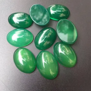 Cabochon en Agate Verte Naturelle Pierre en Vrac Dos Plat Ovale Rond Gemme Teinte Pour DIY Bijoux Bague Pendentif Matériel de Bricolage