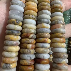 Detailed view of 4x12mm natural mixed agate and crystal stone spacer beads for DIY jewelry making