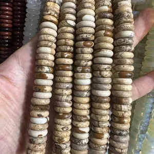 Natural 4x12mm stone heishi spacer beads strands for DIY jewelry bracelet making.